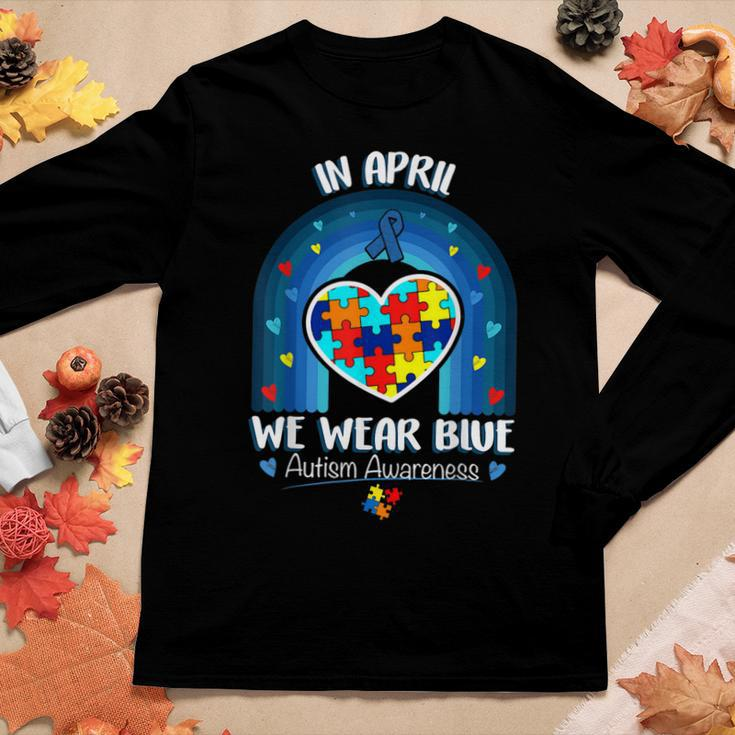 In April We Wear Blue Autism Be Kind Autism Awareness Women Long Sleeve T-shirt Unique Gifts