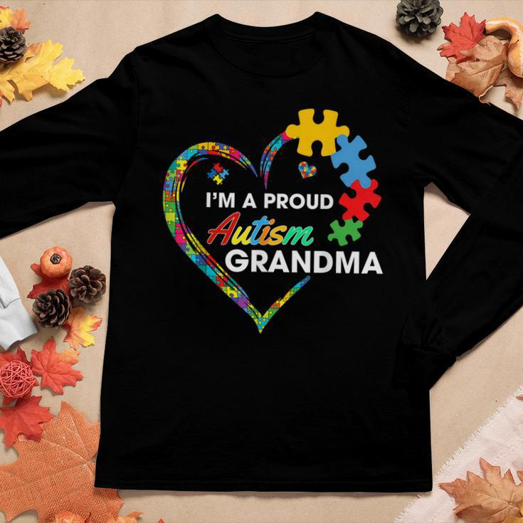 Autism Awareness Im A Proud Grandma Love Puzzle Heart Women Long Sleeve T-shirt Unique Gifts