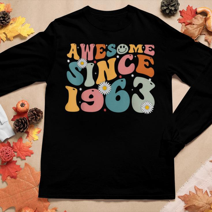 Awesome Since 1963 60Th Birthday Retro Gifts Born In 1963 Women Graphic Long Sleeve T-shirt Funny Gifts