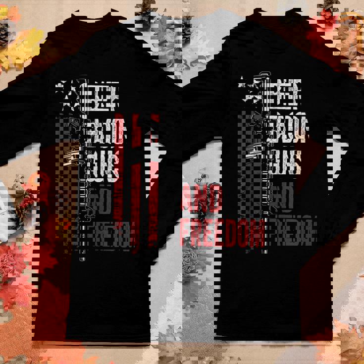 Beer Bacon Guns Freedom Funny Bbq Gun Usa Flag Drinking Women