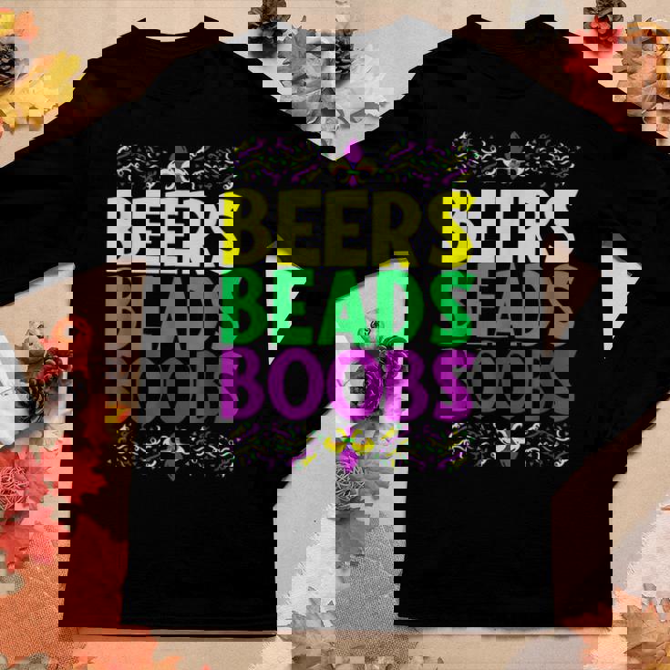 Beers Beads Boobs Mardi Gras Celebration Carnival Costume Women Graphic Long Sleeve T-shirt Personalized Gifts