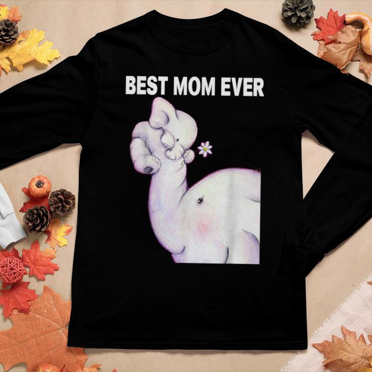 Womens Best Mom Ever Elephant Tshirt For Mother Women Long Sleeve T-shirt Unique Gifts