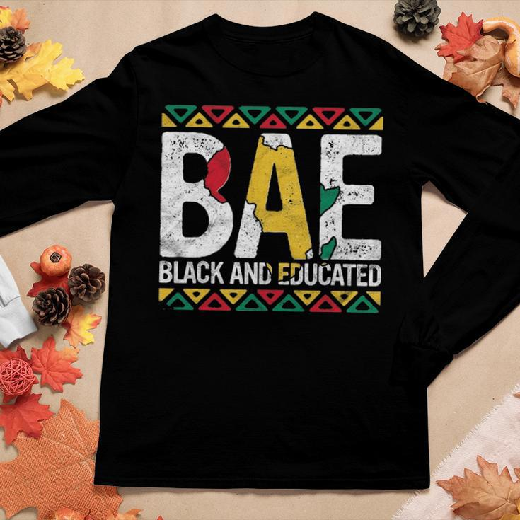 Black And Educated Bae Gift Pride History Month Teacher Women Graphic Long Sleeve T-shirt Funny Gifts