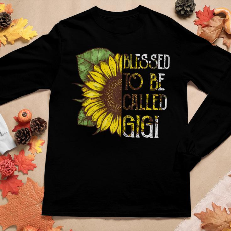 Womens Blessed To Be Called Gigi Sunflower Grandma Women Long Sleeve T-shirt Unique Gifts