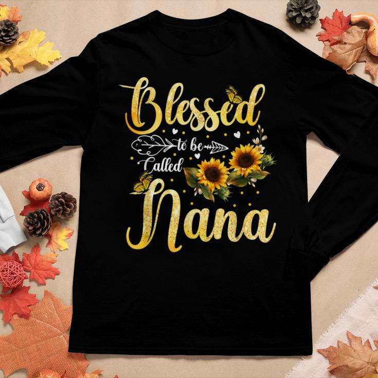 Blessed To Be Called Nana Sunflower Butterfly Women Long Sleeve T-shirt Unique Gifts