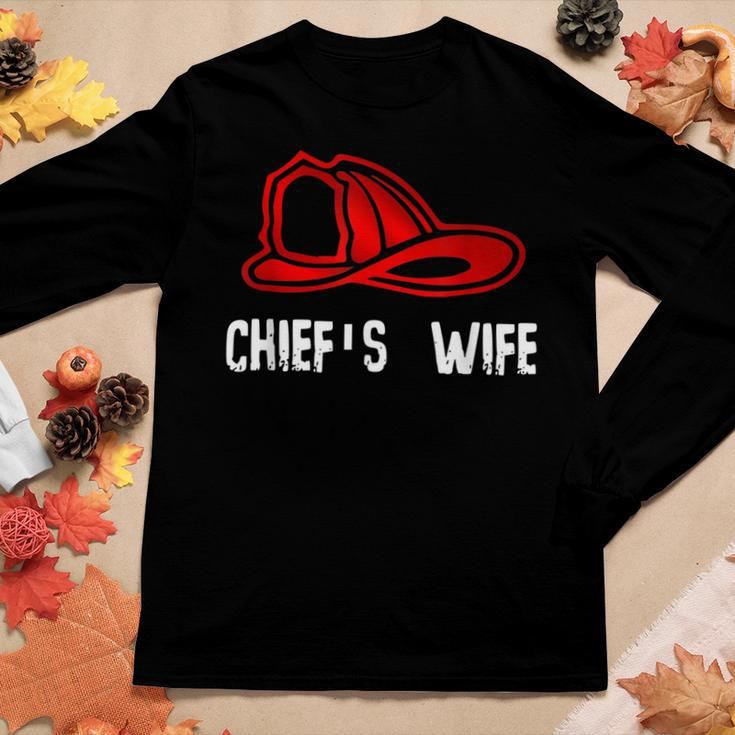 Chiefs Wife Firefighter Gift - Spouse Fire Company Women Graphic Long Sleeve T-shirt Funny Gifts