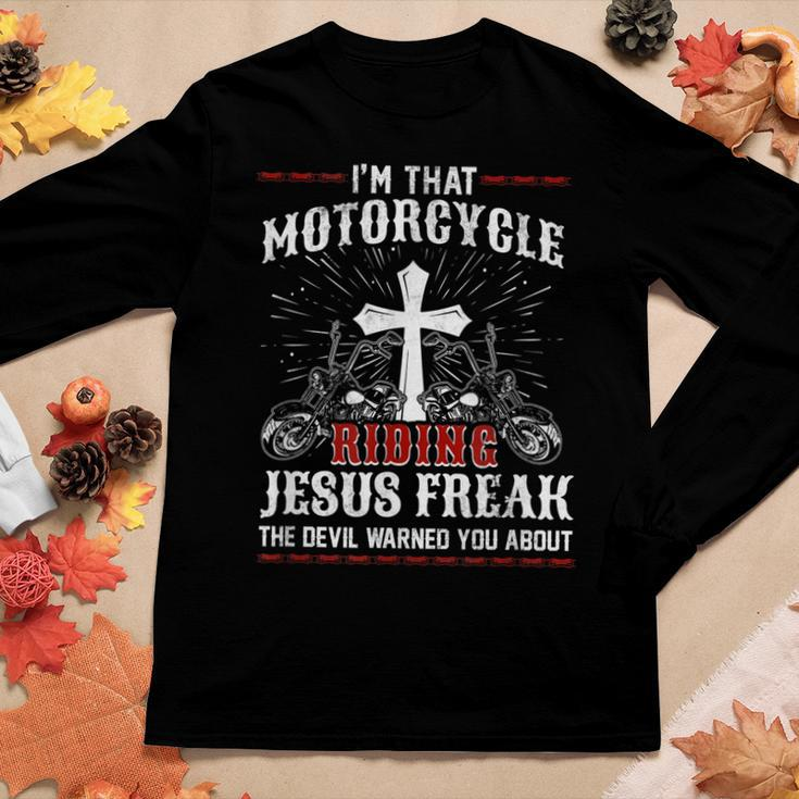 Christian Biker Im That Motorcycle Riding Jesus Freak Faith Women Long Sleeve T-shirt Unique Gifts