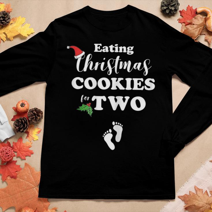 Christmas Pregnancy Mom To Be Eating Cookies For Two Women Long Sleeve T-shirt Unique Gifts