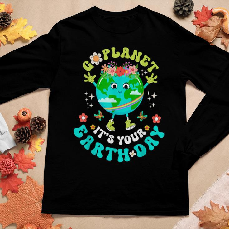 Cute Go Planet Its Your Earth Day 2023 Groovy Teacher Kids Women Long Sleeve T-shirt Unique Gifts