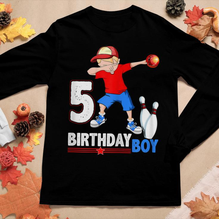 Dabbing Bowler BowlingShirt 5Th Birthday Boys Party Tees Women Long Sleeve T-shirt Unique Gifts