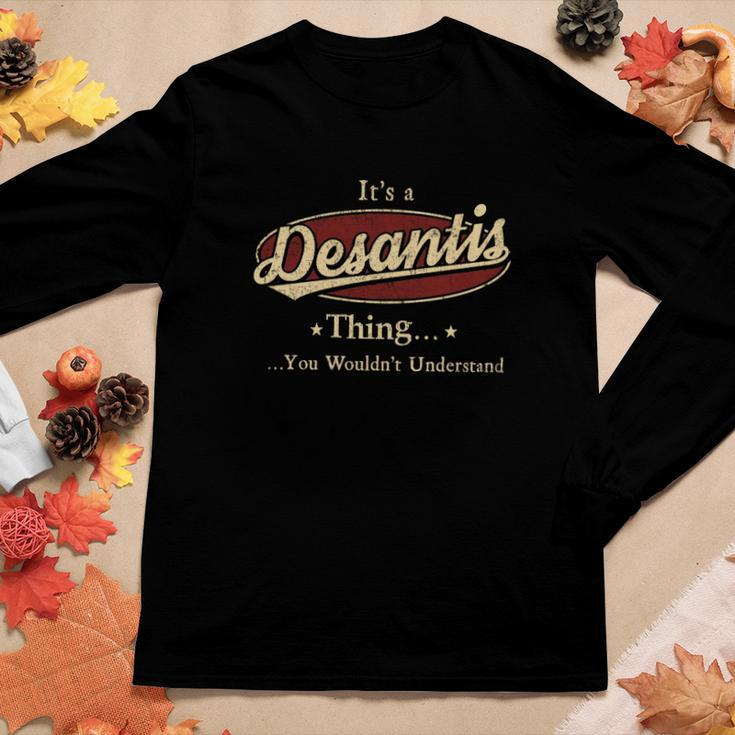 Desantis Last Name Desantis Family Name Crest Women Graphic Long Sleeve T-shirt Funny Gifts