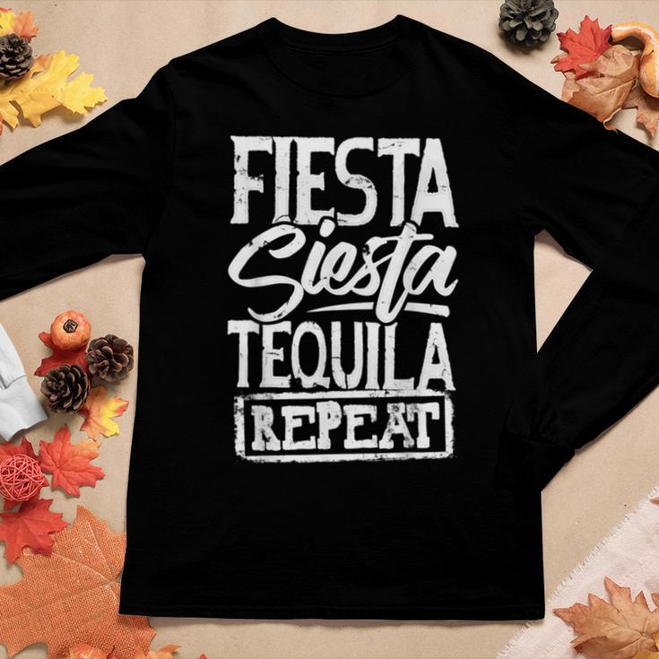 Drinking Fiesta Siesta Tequila Repeat Squad Crew Women Long Sleeve T-shirt Unique Gifts