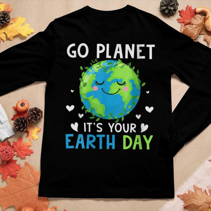 Womens Earth Day 2023 Go Planet Its Your Earth Day Women Long Sleeve T-shirt Unique Gifts