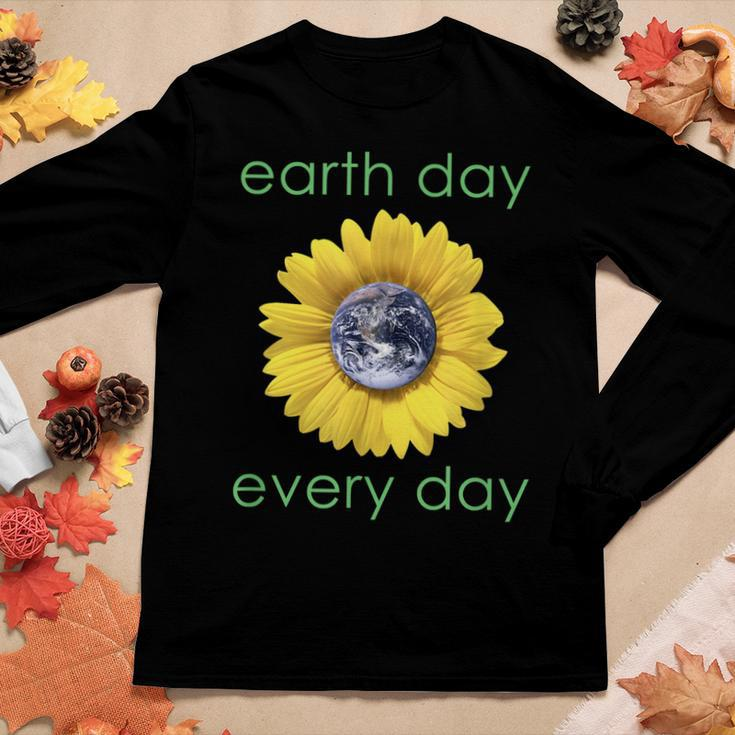 Earth Day Every Day - Green Environment Flower T-Shirt Women Long Sleeve T-shirt Unique Gifts