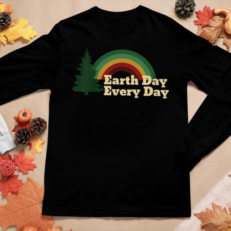 Earth Day Everyday Rainbow Pine Tree Shirt Women Long Sleeve T-shirt Unique Gifts