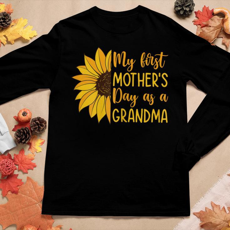 Womens My First As A Grandma Sunflower Women Long Sleeve T-shirt Unique Gifts