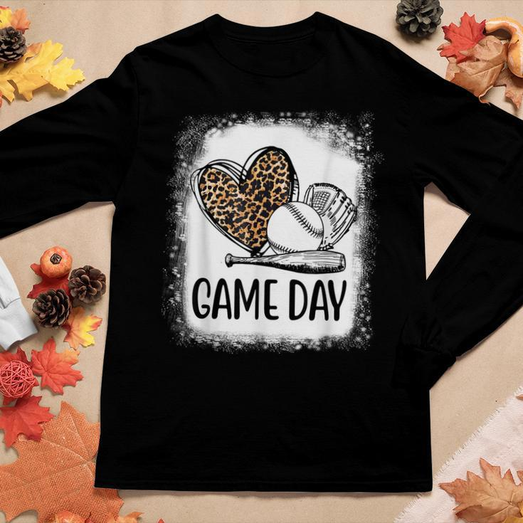 Game Day Baseball Decorations Leopard Heart Soccer Mom Mama Women Long Sleeve T-shirt Unique Gifts