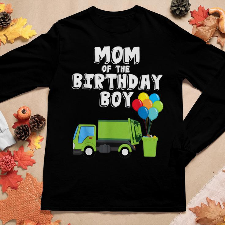 Garbage Truck Mom Birthday Boy Balloons Birthday Party Women Graphic Long Sleeve T-shirt Funny Gifts