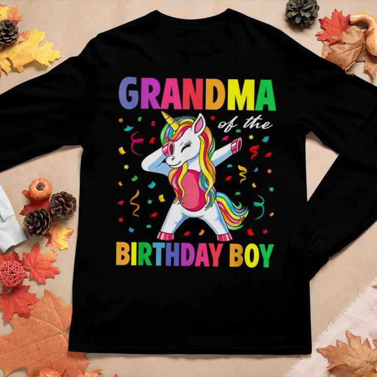 Grandma Of The Birthday Party Gifts Boys Dabbing Unicorn Women Graphic Long Sleeve T-shirt Funny Gifts