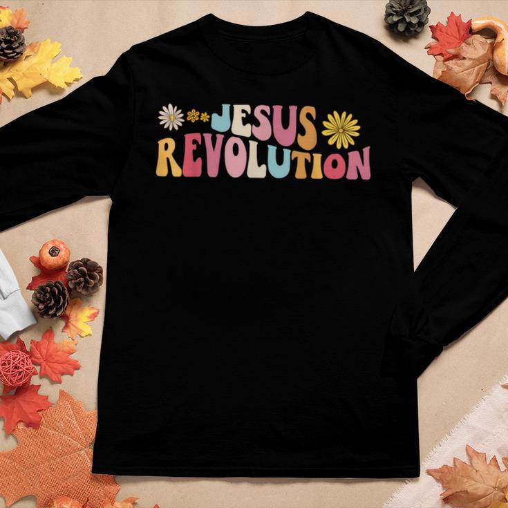 Groovy Retro Jesus Revolution Love Like Jesus Christian Women Long Sleeve T-shirt Unique Gifts