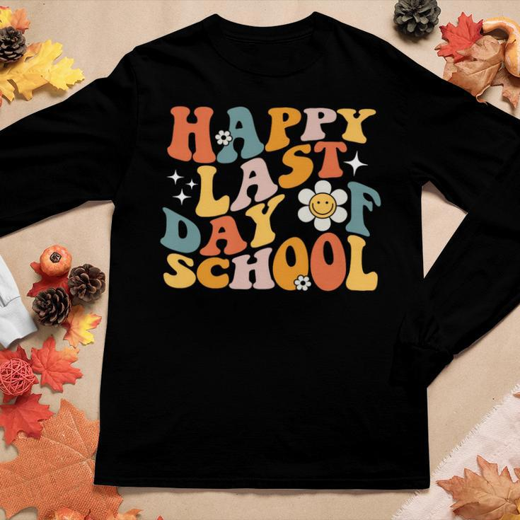 Happy Last Day Of School Groovy Teacher Student Kids Women Long Sleeve T-shirt Unique Gifts