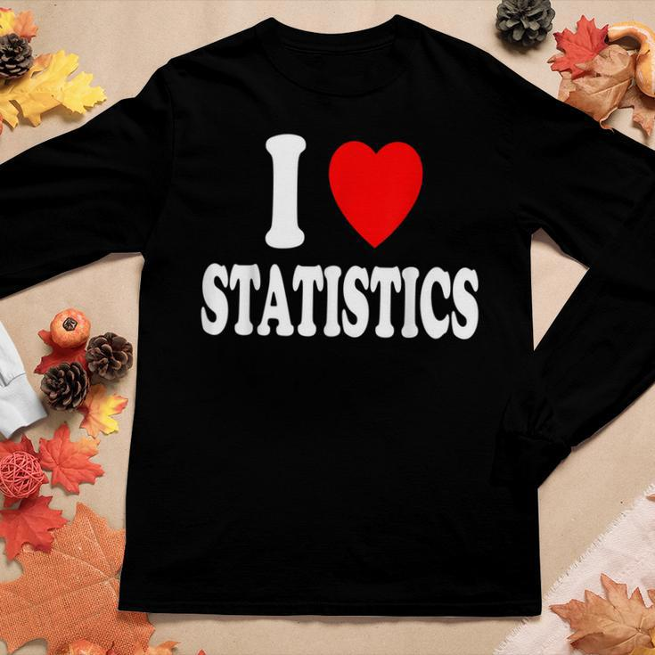 I Heart Love Statistics Mathematician Math Teacher Analyst Women Long Sleeve T-shirt Unique Gifts