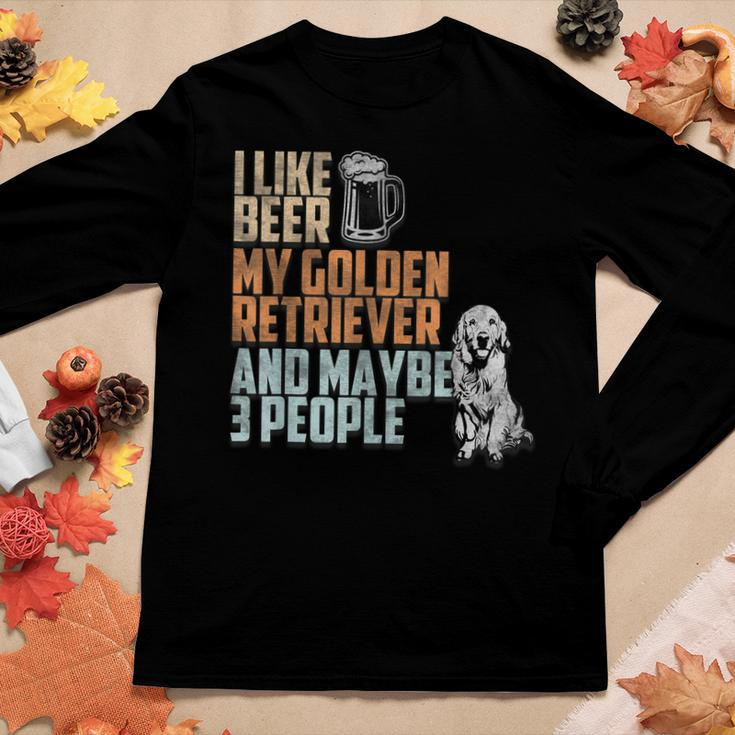 I Like Beer My Golden Retriever And Maybe 3 People Dog Lover Women Graphic Long Sleeve T-shirt Funny Gifts