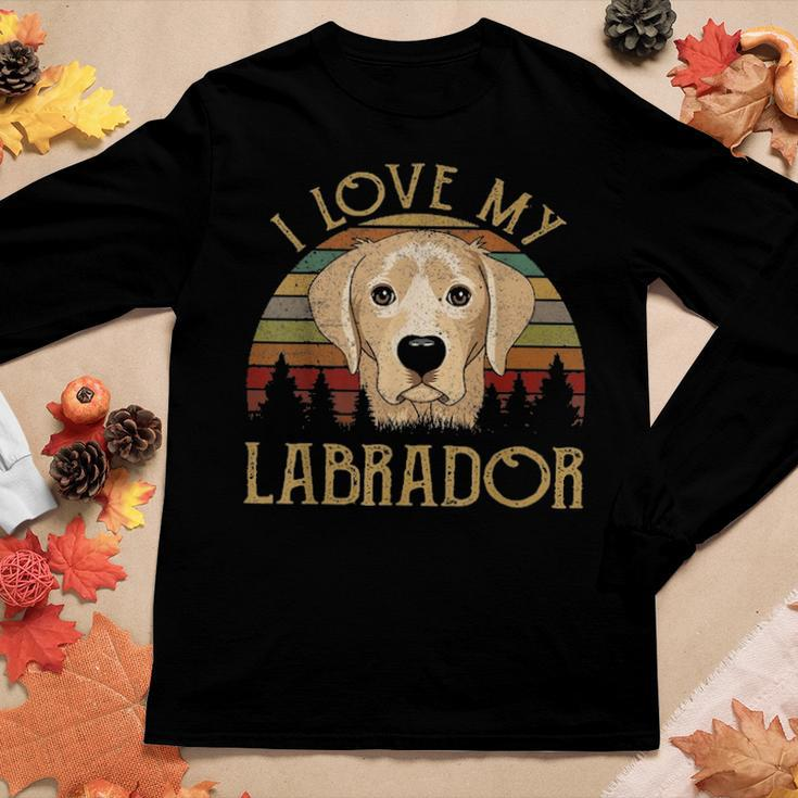 I Love My Yellow Lab Labrador Funny Lover Mom Dad Kid Gifts Women Graphic Long Sleeve T-shirt Funny Gifts