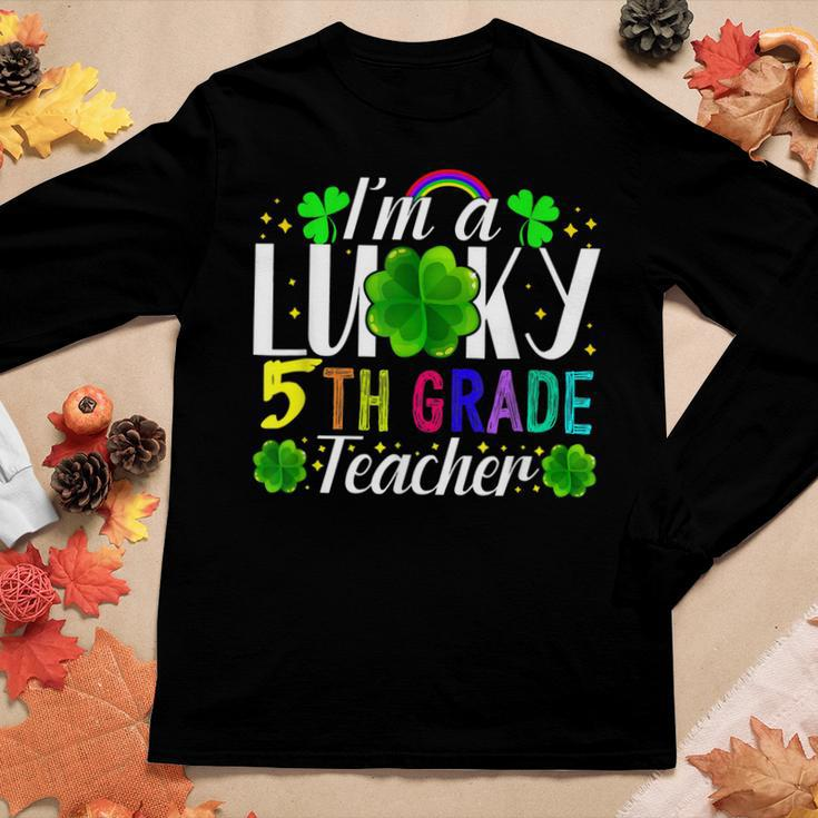 Im A Lucky 5Th Grade Teacher St Patricks Day Costume Women Graphic Long Sleeve T-shirt Funny Gifts