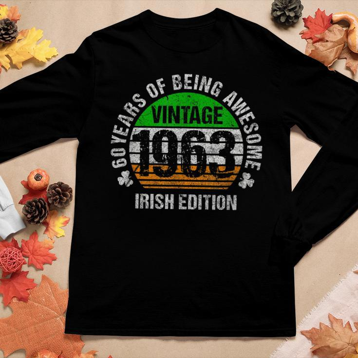 Irish American 60Th Birthday Vintage 1963 Irish Edition Women Graphic Long Sleeve T-shirt Funny Gifts