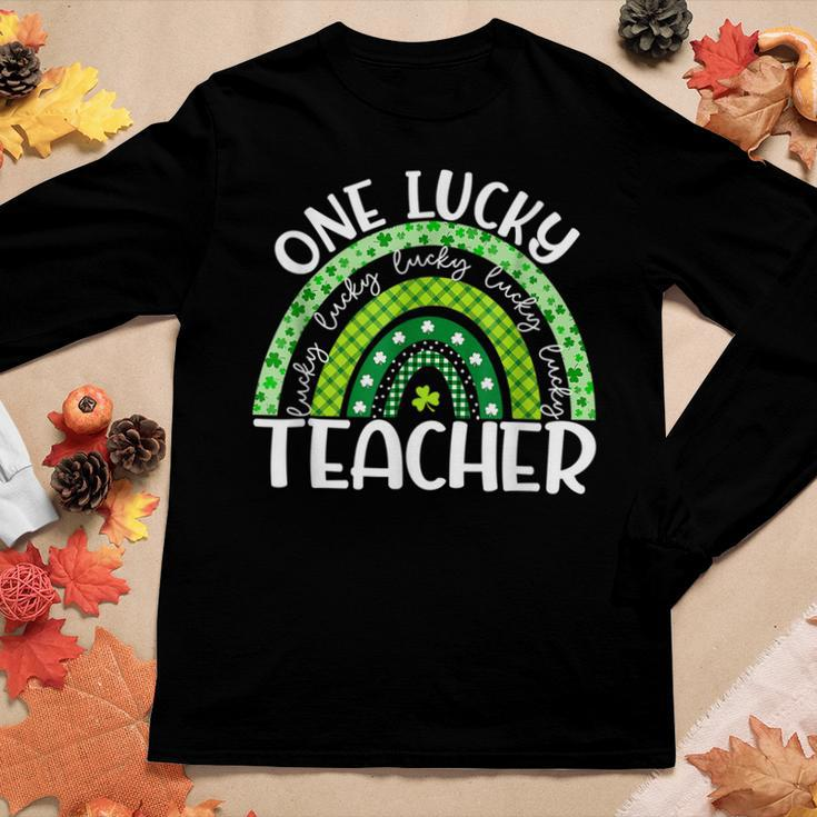 Irish Teacher Rainbow St Patricks Day One Lucky Teacher Women Graphic Long Sleeve T-shirt Funny Gifts