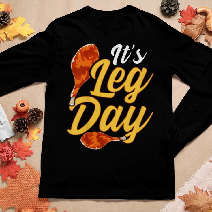 Anbech Women's "Today Is Leg Day" Thanksgiving T-Shirt - Funny Turkey Graphic Tee (Black) - View #10