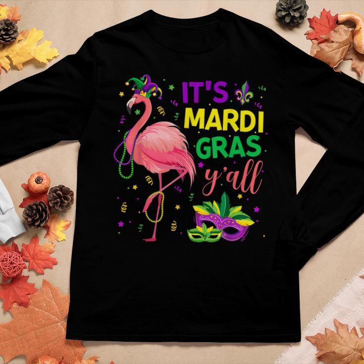 Its Mardi Gras Yall Flamingo Jester Kids Girls Women Women Graphic Long Sleeve T-shirt Funny Gifts