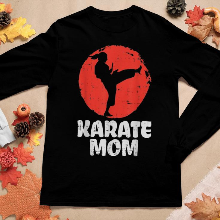 Karate Mom Ponytail Kick Japanese Martial Arts Women Gift Women Graphic Long Sleeve T-shirt Funny Gifts
