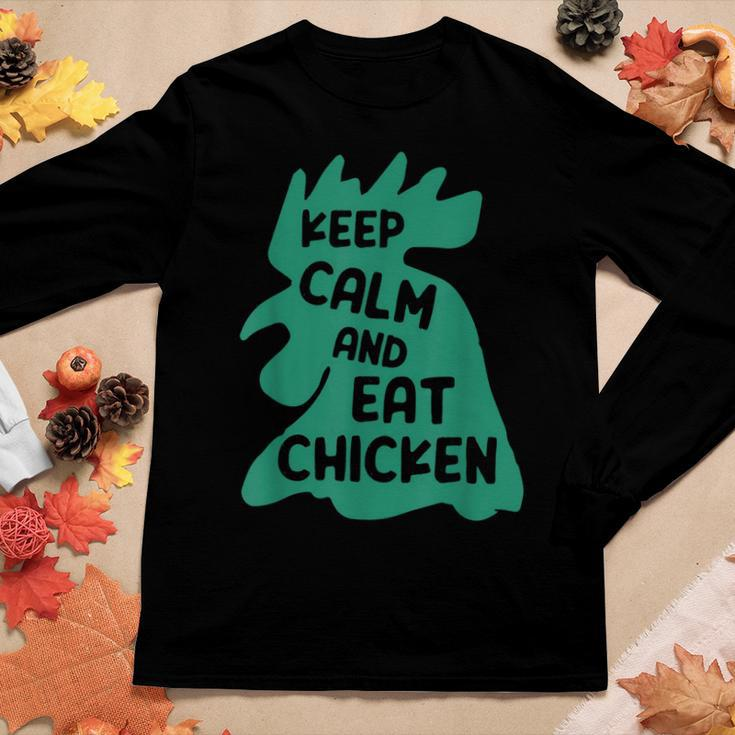 Keep Calm And Eat Chicken Farmer Animal Women Long Sleeve T-shirt Unique Gifts