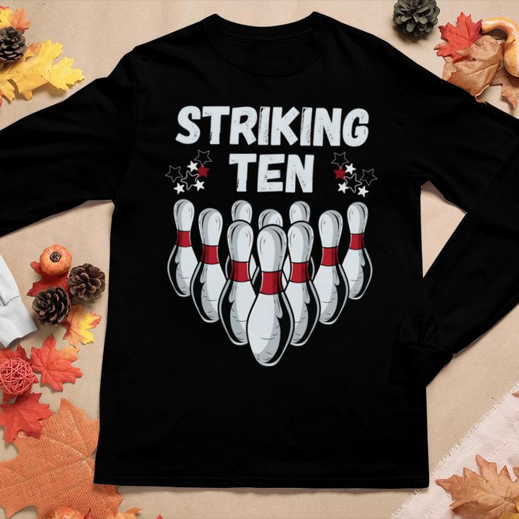 Kids Bowling 10 Ten Year Old Birthday Party 10Th Birthday Women Long Sleeve T-shirt Unique Gifts