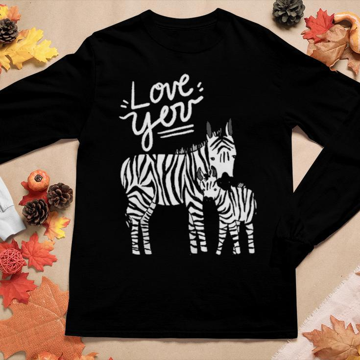 Kids Love You Happy Kids Apparel Mother Zebra And Baby Women Graphic Long Sleeve T-shirt Funny Gifts