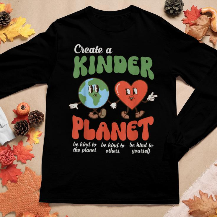 Be Kind Planet Save Earth Day Retro Groovy Environment Women Long Sleeve T-shirt Unique Gifts