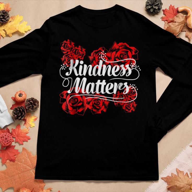 Kindness Matters Red Flowers Antibullying Kind Team Women Long Sleeve T-shirt Unique Gifts