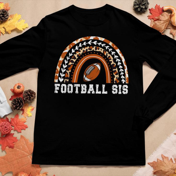 Leopard Rainbow American Football Sis Family Matching Sister Women Long Sleeve T-shirt Unique Gifts