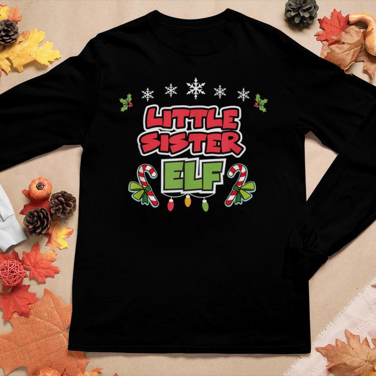 Little Sister Elf Matching Family Christmas Women Long Sleeve T-shirt Unique Gifts