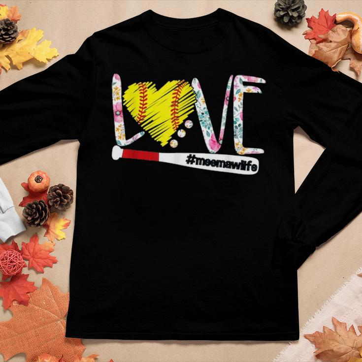 Love Meemaw Life Softball Gift Mother Day Women Graphic Long Sleeve T-shirt Funny Gifts