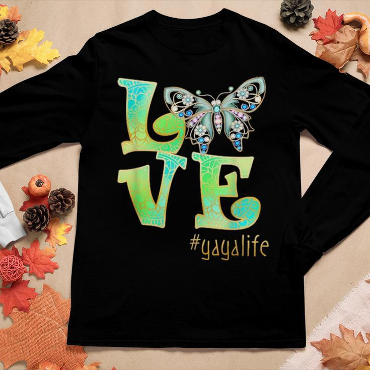 Love Yaya Life Butterfly Art Mothers Day Gift For Mom Women Women Graphic Long Sleeve T-shirt Funny Gifts