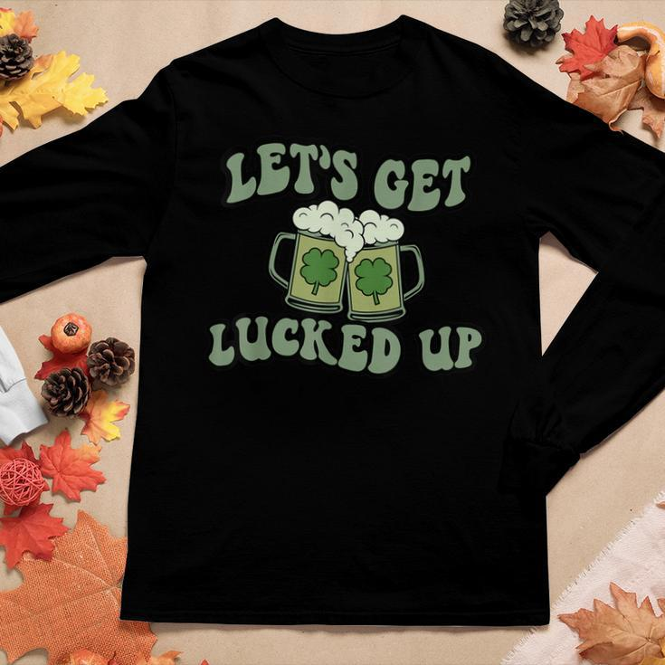 Lets Get Lucked Up Lucky Clovers St Patricks Day Beer Drink Women Long Sleeve T-shirt Unique Gifts