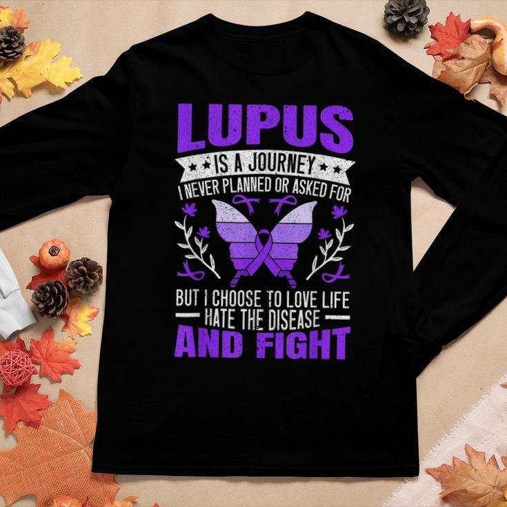 Lupus Awareness Butterfly Wear Purple Sle Autoimmune Disease Women Long Sleeve T-shirt Unique Gifts