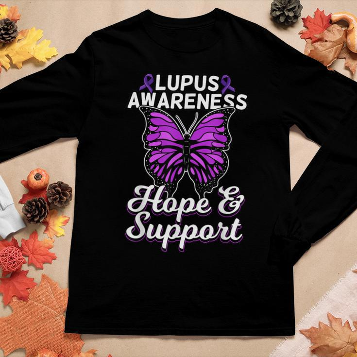 Lupus Awareness Shirt Butterfly Ribbon World Lupus Day Women Long Sleeve T-shirt Unique Gifts