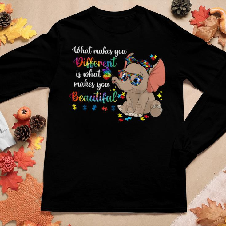 What Makes You Different Autism Awareness Kids Elephant Mom Women Long Sleeve T-shirt Unique Gifts
