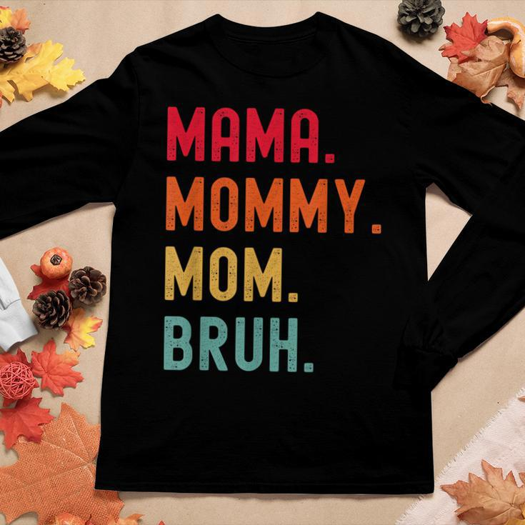 Mama Mommy Mom Bruh Mothers Day Vintage Funny Mother Women Graphic Long Sleeve T-shirt Funny Gifts