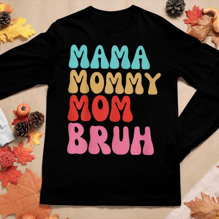 Mama Mommy Mom Bruh Vintage Groovy Mother Women Long Sleeve T-shirt Unique Gifts