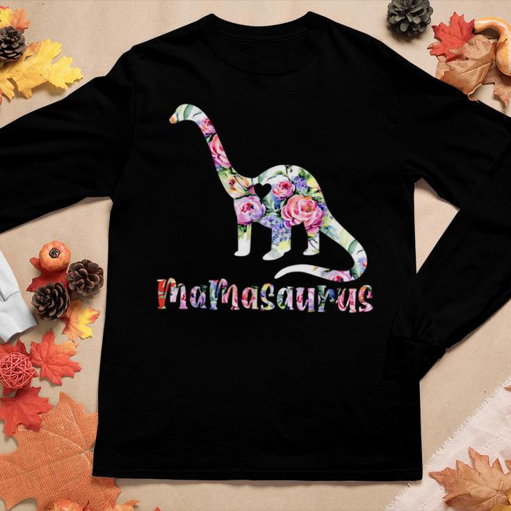 Mamasaurus Dinosaur Cute Birthday Mom Dino Flowers Women Long Sleeve T-shirt Unique Gifts